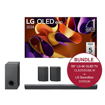 LG 55 Zoll LG OLED evo G4 4K Smart TV + 9.1.5 Dolby Atmos® Soundbar mit 810 Watt, OLED55G48LW.DS95QR