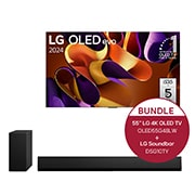 LG 55 Zoll LG OLED evo G4 4k Smart TV + 3.1 Dolby Atmos®️ Design-Soundbar mit 420 Watt, OLED55G48LW.DSG10TY