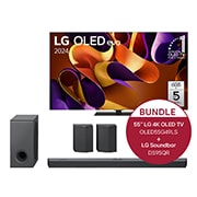 LG 55 Zoll LG OLED evo G4 4K Smart TV + 9.1.5 Dolby Atmos® Soundbar mit 810 Watt | kabelloser Subwoofer | 3-Way-Upfiring-Rücklautsprecher, OLED55G49LS.DS95QR