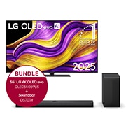 LG 55 Zoll LG OLED evo AI G5 4K Smart TV + 3.1.1 Kanal LG TV Soundbar DS70TY mit Dolby Atmos , OLED55G59LS.DS70TY