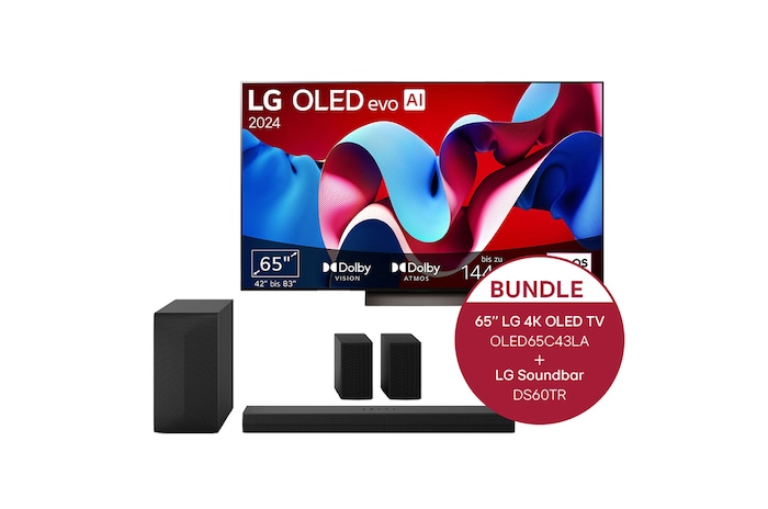 LG 65 Zoll LG OLED evo C4 4K Smart TV + 5.1 Soundbar DS60TR mit 440 Watt , OLED65C43LA.DS60TR