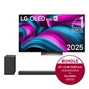LG 65 Zoll LG OLED evo AI C5E 4K Smart TV  + 3.1.3 Dolby Atmos® Soundbar mit 400 Watt | kabelloser Subwoofer, OLED65C5ELB.DSC9S