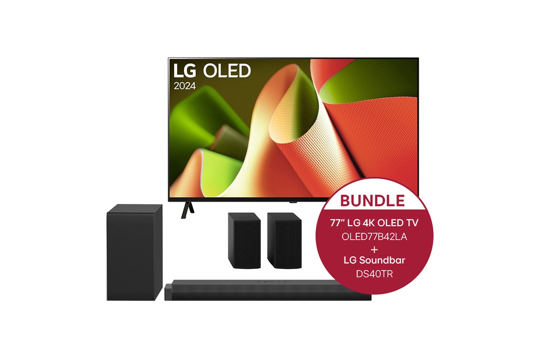 LG 77 Zoll LG OLED B4 4K Smart TV + 2.1 Soundbar DS40T mit 300 Watt, OLED77B42LA.DS40TR