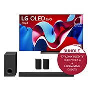 LG 77 Zoll LG OLED evo C4 4K Smart TV + 5.1.3 Dolby Atmos Soundbar mit 580 Watt, OLED77C47LA.DS80TR