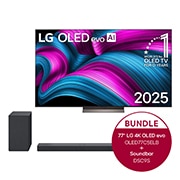 LG 77 Zoll LG OLED evo AI C5E 4K Smart TV  + 3.1.3 Dolby Atmos® Soundbar mit 400 Watt | kabelloser Subwoofer, OLED77C5ELB.DSC9S