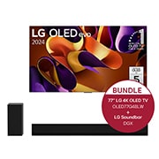 LG 77 Zoll LG OLED evo G4 4k Smart TV + 3.1 Dolby Atmos®️ Design-Soundbar mit 420 Watt, OLED77G48LW.DGX