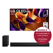 LG 77 Zoll LG OLED evo G4 4k Smart TV + 3.1 Dolby Atmos®️ Design-Soundbar mit 420 Watt, OLED77G48LW.DSG10TY