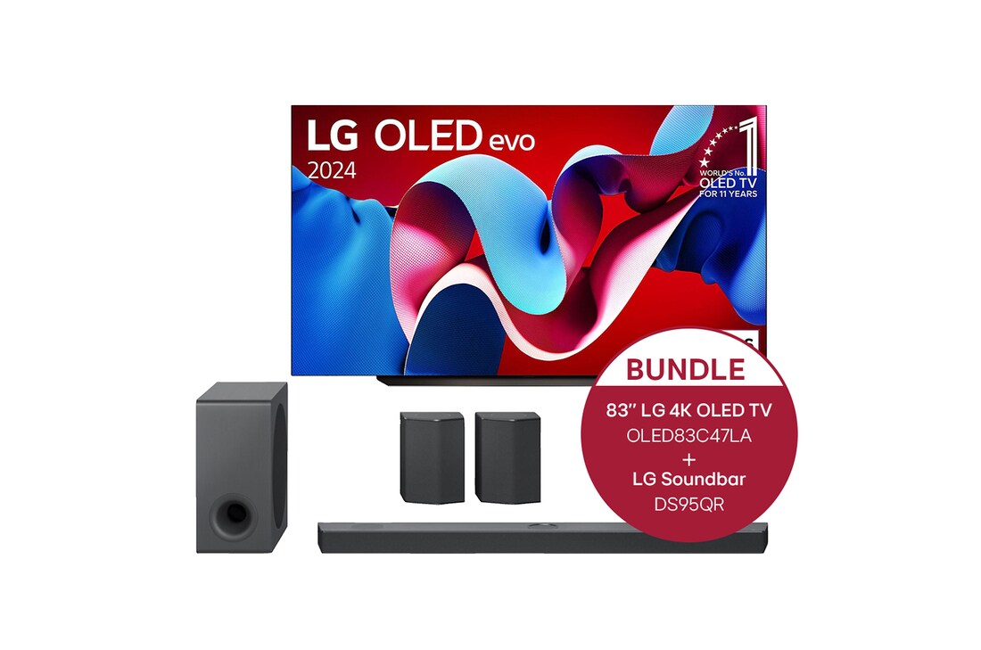 LG 83 Zoll LG OLED evo C4 4k Smart TV + 9.1.5 Dolby Atmos® Soundbar mit 810 Watt, OLED83C47LA.DS95QR