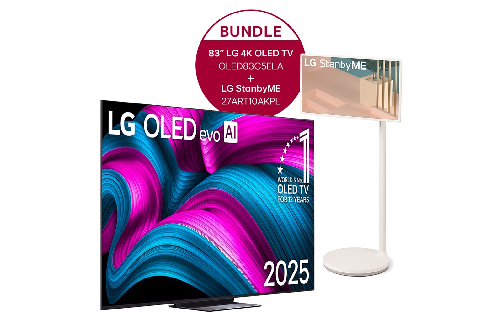 Vorderseite von 83 Zoll LG OLED evo AI C5E 4K Smart TV + OLED83C5ELA.27ART10