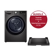 LG Trockner Schwarz (A+++, 8 kg) mit Dual Inverter Wärmepumpentechnologie & selbstreinigendem Kondensator I RT80V9B + Zwischenbaurahmen l DSTBK, RT80V9B.DSTBK