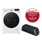 LG Waschtrockner (11 kg / 6 kg, 1.400 U./Min.) EEK D/A, Weiß mit silbernem Bullaugenring | W4WR70E61 + DXG7QBK, W4WR70E61.DXG7Q