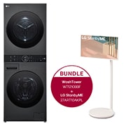LG WashTower Schwarz (Waschmaschine: EEK A, 12kg, 1350 U./Min.; Trockner: EEK C, 10kg) I WT1210BBF + StanbyME, WT1210BBF.27ART10