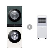 LG WashTower Grün/Beige Waschmaschine & Trockner in einem Gerät I WT1210EGF & Mobile Klimaanlage, WT1210EGF.TF09001