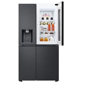 LG Side-by-Side Kühlschrank mit Craft Ice (EEK D, 628L, 179cm hoch) InstaView Door-in-Door®, Eis-, Crushed Ice-, Wasserspender, Festwasseranschluss | GSXB90EVDD , GSXB90EVDD