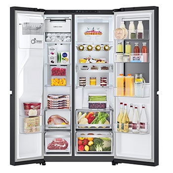LG Side-by-Side Kühlschrank mit Craft Ice (EEK D, 628L, 179cm hoch) InstaView Door-in-Door®, Eis-, Crushed Ice-, Wasserspender, Festwasseranschluss | GSXB90EVDD , GSXB90EVDD