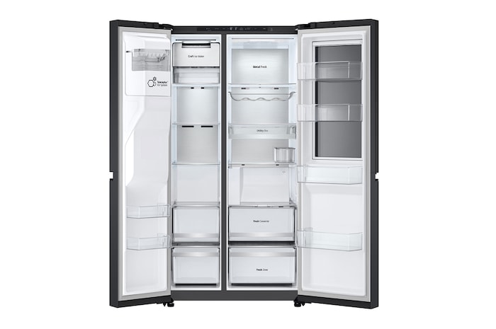 LG Side-by-Side Kühlschrank mit Craft Ice (EEK D, 628L, 179cm hoch) InstaView Door-in-Door®, Eis-, Crushed Ice-, Wasserspender, Festwasseranschluss | GSXB90EVDD , GSXB90EVDD