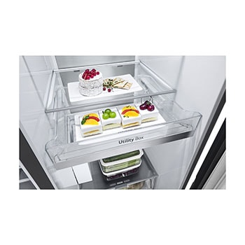 LG Side-by-Side Kühlschrank mit Craft Ice (EEK D, 628L, 179cm hoch) InstaView Door-in-Door®, Eis-, Crushed Ice-, Wasserspender, Festwasseranschluss | GSXB90EVDD , GSXB90EVDD