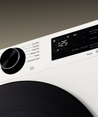 Nahaufnahme des Anzeigefelds des LG Trockners