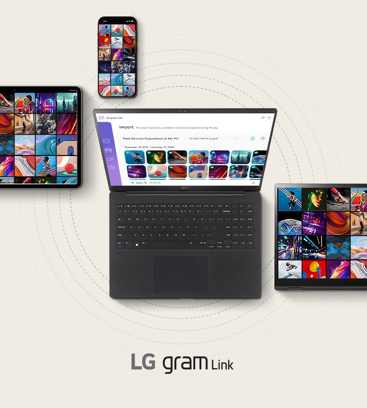 LG gram Pro 2-in-1 supports pro grade performance. gram Link-connect with various devices-iOS-Android.