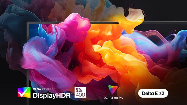 Detailgetreue Projektionen von DisplayHDR True Black 400 und DCI-P3 98.5 %.