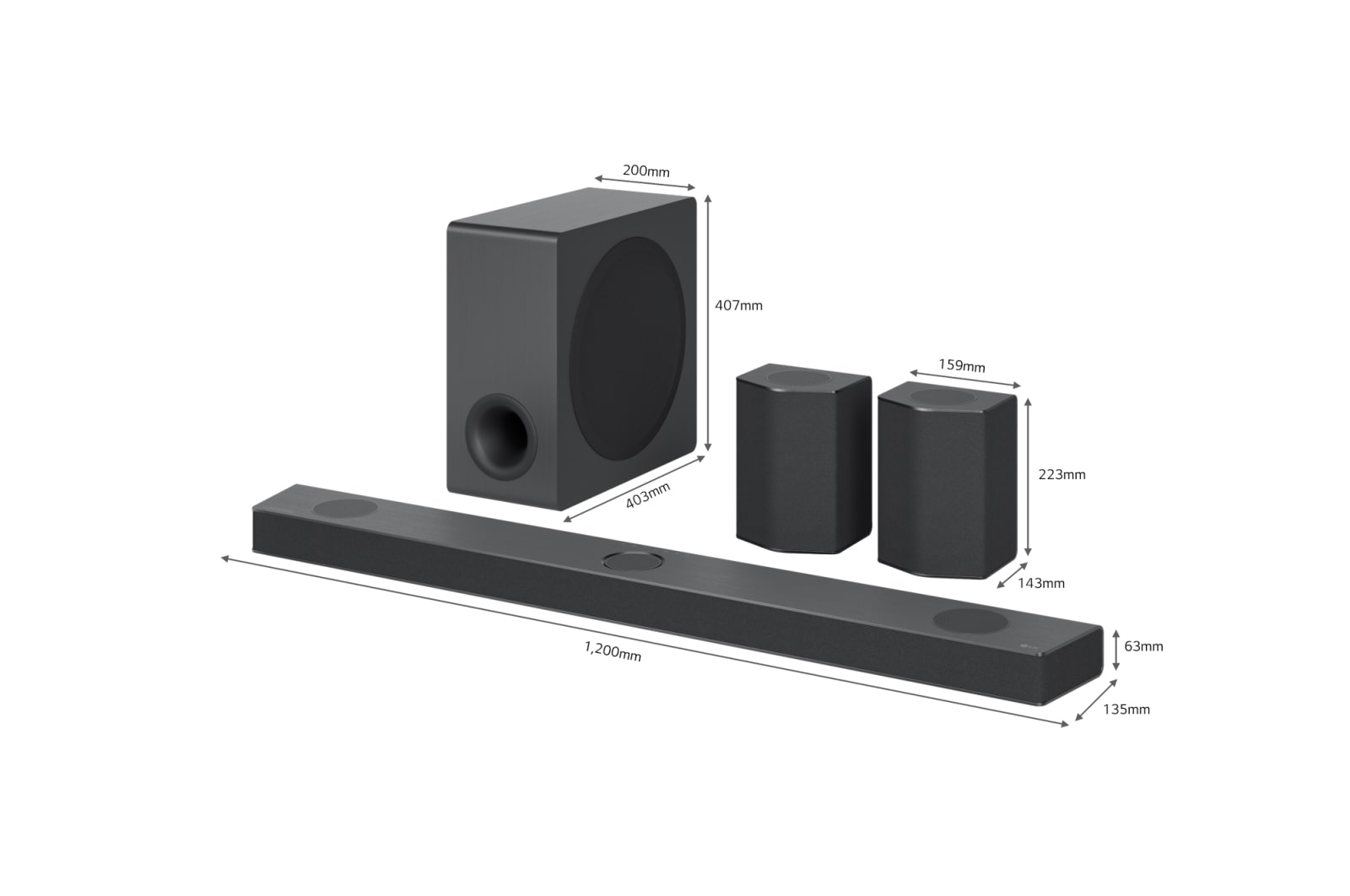 LG 9.1.5 Dolby Atmos® Soundbar mit 810 Watt | kabelloser Subwoofer | 3-Way-Upfiring-Rücklautsprecher, DS95QR