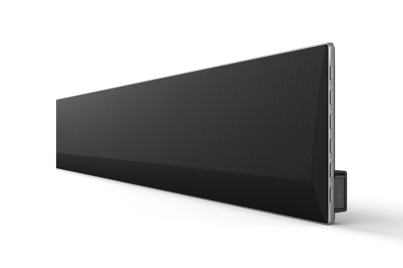 Frontansicht auf die Seitenecke der LG Soundbar SG10TY