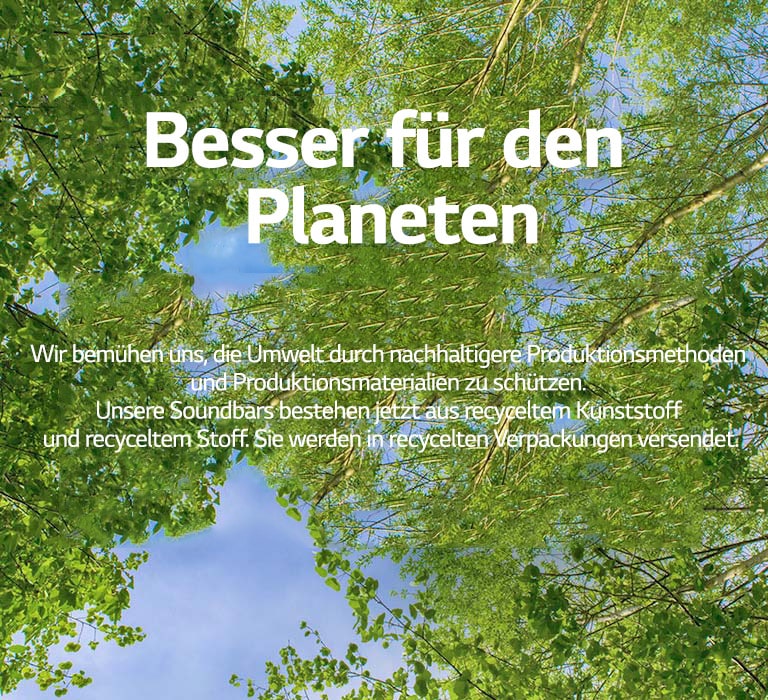 Ein grünes Bild mit üppig belaubten Bäumen und blauem Himmel ist zu sehen.