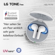 LG TONE Free FN7 | weiß | Wireless Earbuds mit MERIDIAN-Sound und ANC, HBS-FN7 White