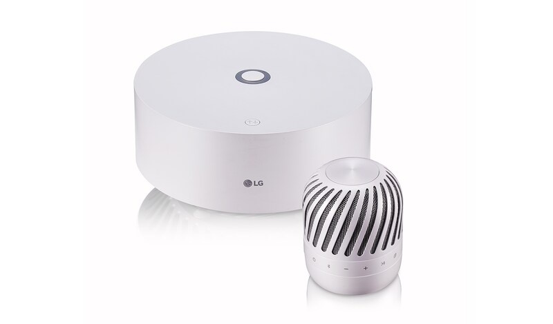 LG 2.0 schwebender Bluetooth-Lautsprecher in weiß | XBOOM Go | 360 Grad Sound | mit Subwoofer , PJ9