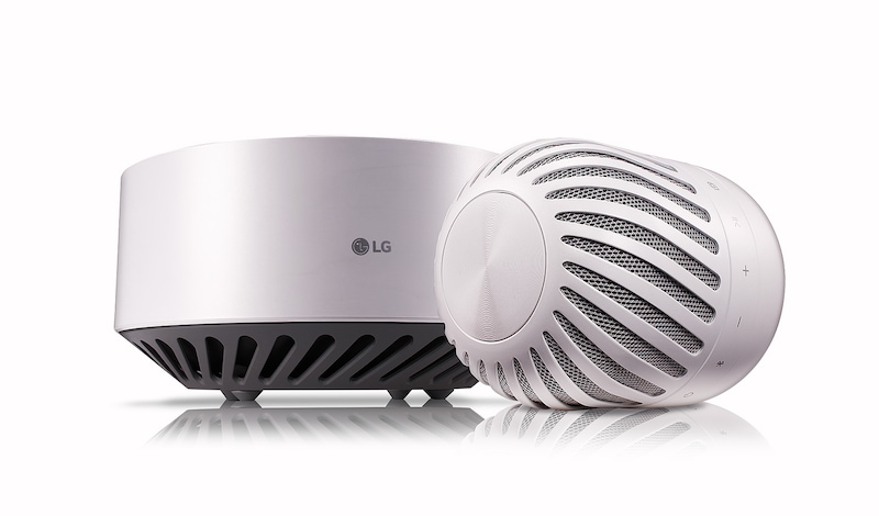 LG 2.0 schwebender Bluetooth-Lautsprecher in weiß | XBOOM Go | 360 Grad Sound | mit Subwoofer , PJ9