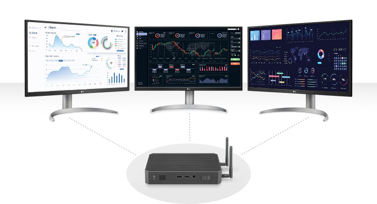 An den CQ601N können bis zu drei weitere Bildschirme mit einer Auflösung von bis zu UHD 4K angeschlossen werden.