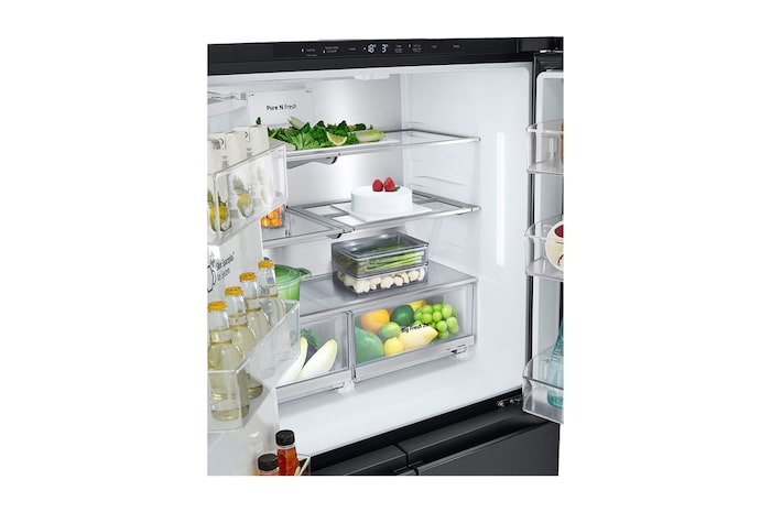 Top left door open with food stored