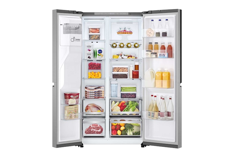 LG Side-by-Side Kühlschrank mit Door-in-Door® (EEK D, 628L, 179 cm hoch ) mit Eis-, Crushed Ice- und Wasserspender, internem Wassertank | GSJE81PYBD, GSJE81PYBD