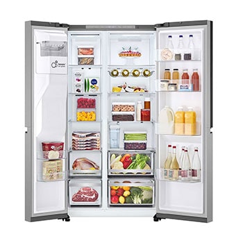 LG Side-by-Side Kühlschrank mit Door-in-Door® (EEK D, 628L, 179 cm hoch ) mit Eis-, Crushed Ice- und Wasserspender, internem Wassertank | GSJE81PYBD, GSJE81PYBD
