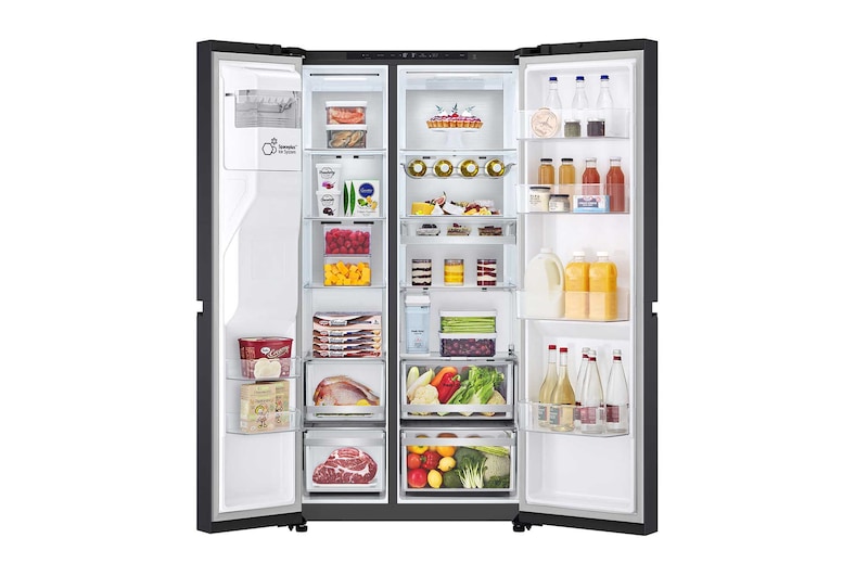 LG Side-by-Side Kühlschrank (EEK B, 623L, 179cm hoch) mit Eis-, Crushed Ice- und Wasserspender & internem Wassertank | GSLB91EVAB, GSLB91EVAB