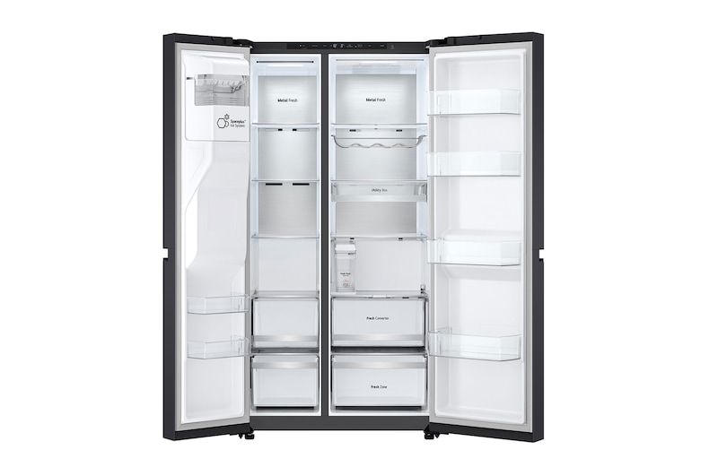 LG Side-by-Side Kühlschrank (EEK B, 623L, 179cm hoch) mit Eis-, Crushed Ice- und Wasserspender & internem Wassertank | GSLB91EVAB, GSLB91EVAB