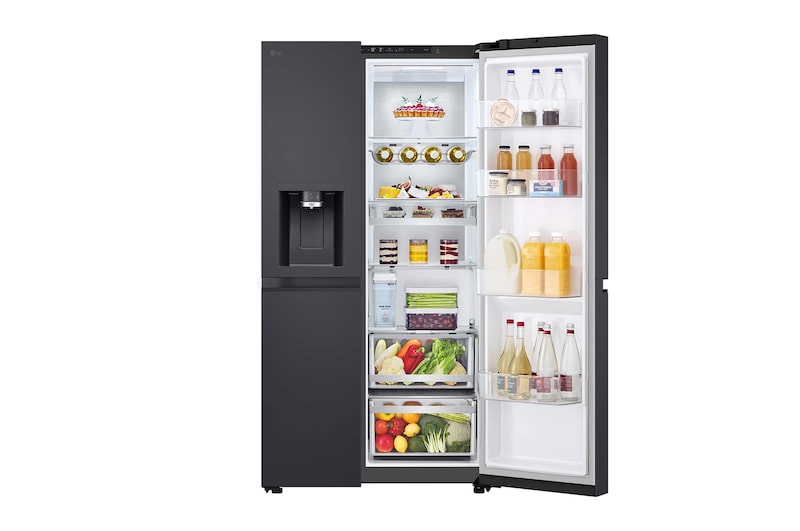 LG Side-by-Side Kühlschrank (EEK B, 623L, 179cm hoch) mit Eis-, Crushed Ice- und Wasserspender & internem Wassertank | GSLB91EVAB, GSLB91EVAB