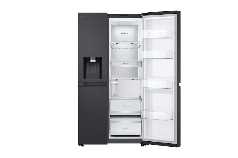 LG Side-by-Side Kühlschrank (EEK B, 623L, 179cm hoch) mit Eis-, Crushed Ice- und Wasserspender & internem Wassertank | GSLB91EVAB, GSLB91EVAB