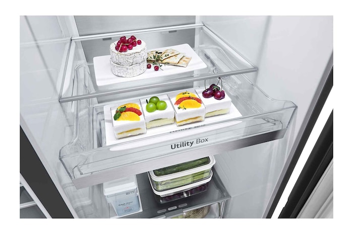 LG Side-by-Side Kühlschrank (EEK B, 623L, 179cm hoch) mit Eis-, Crushed Ice- und Wasserspender & internem Wassertank | GSLE91EVAB, GSLE91EVAB