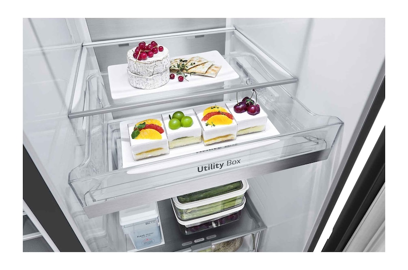 LG Side-by-Side Kühlschrank (EEK B, 623L, 179cm hoch) mit Eis-, Crushed Ice- und Wasserspender & internem Wassertank | GSLB91EVAB, GSLB91EVAB