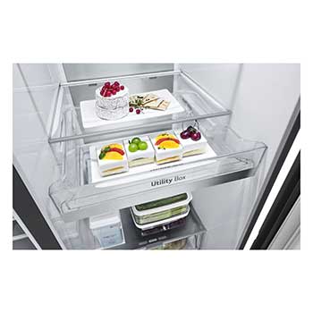 LG Side-by-Side Kühlschrank  (B, 623L, 179cm hoch) mit Eis-, Crushed Ice- und Wasserspender & internem Wassertank | GSLE91EVAB, GSLE91EVAB