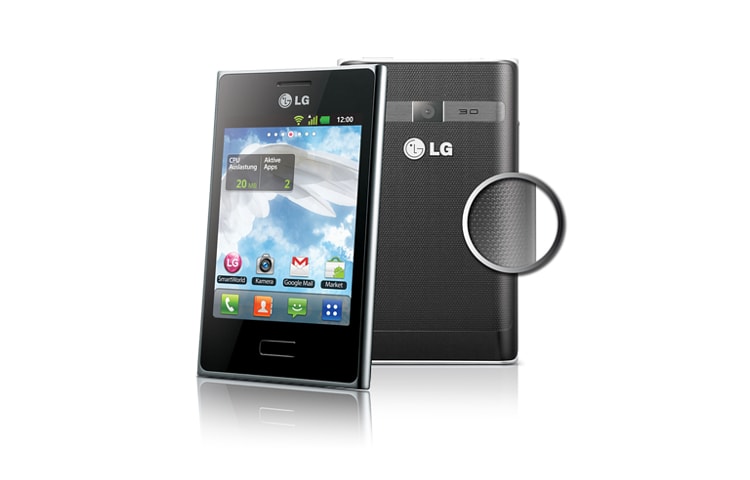 LG Elegantes Smartphone mit 8,13 cm (3,2 Zoll) TFT-Farbdisplay, 3-Megapixel-Kamera und starkem Akku mit 1.500 mAh, E400 Optimus L3