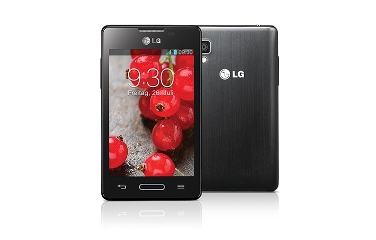 LG Android-Smartphone mit 9,6 cm (3,8 Zoll) IPS-Display, 1,0-GHz-Prozessor, 3-MP-Kamera und starkem 1.700 mAh SiO+ Akku, E440 Optimus L4 II