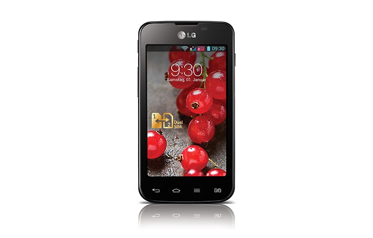 LG Android-Smartphone mit Dual SIM Slot, 10,2 cm (4 Zoll) IPS-Display und 1,0-Ghz-Prozessor, E455 Optimus L5 II Dual