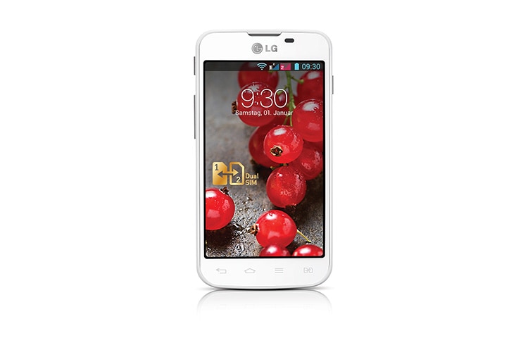 LG Android-Smartphone mit Dual SIM Slot, 10,2 cm (4 Zoll) IPS-Display und 1,0-Ghz-Prozessor, E455 Optimus L5 II Dual