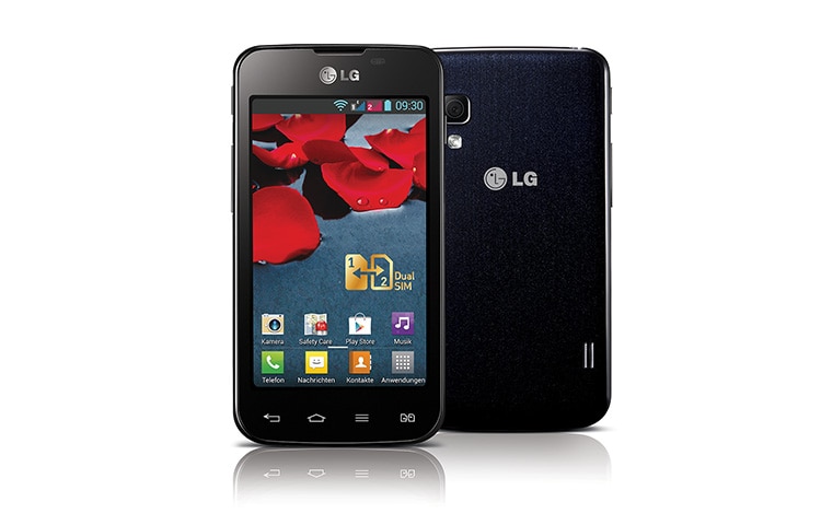 LG Android-Smartphone mit Dual SIM Slot, 10,2 cm (4 Zoll) IPS-Display und 1,0-Ghz-Prozessor, E455 Optimus L5 II Dual