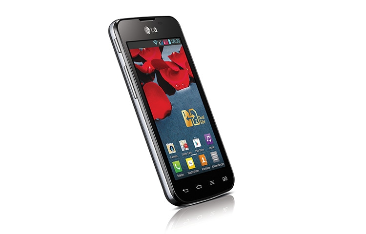LG Android-Smartphone mit Dual SIM Slot, 10,2 cm (4 Zoll) IPS-Display und 1,0-Ghz-Prozessor, E455 Optimus L5 II Dual
