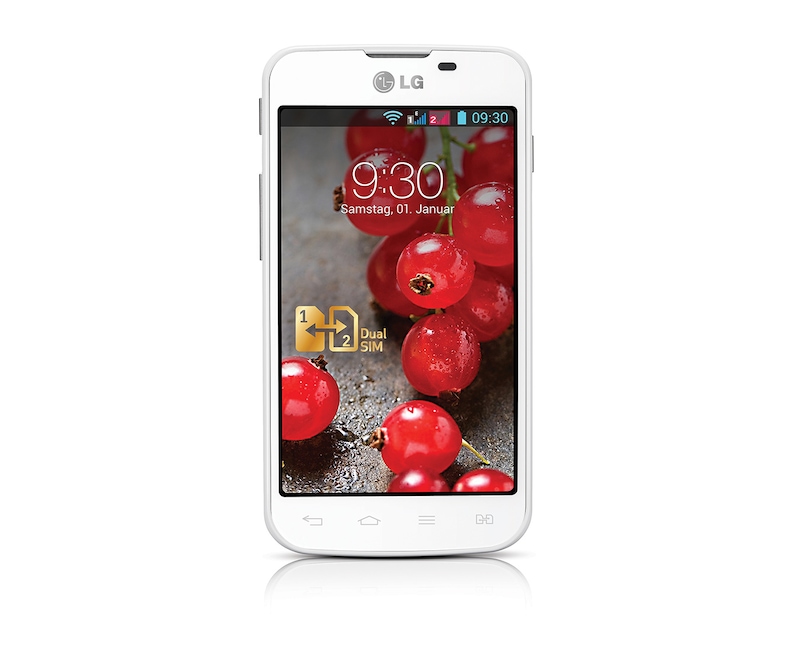 LG Android-Smartphone mit Dual SIM Slot, 10,2 cm (4 Zoll) IPS-Display und 1,0-Ghz-Prozessor, E455 Optimus L5 II Dual