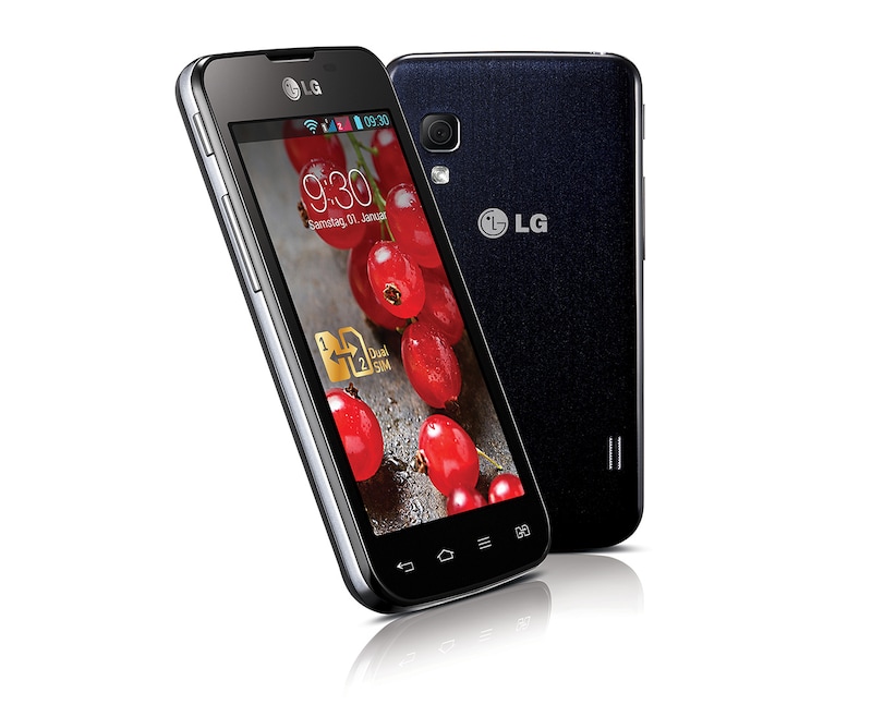 LG Android-Smartphone mit Dual SIM Slot, 10,2 cm (4 Zoll) IPS-Display und 1,0-Ghz-Prozessor, E455 Optimus L5 II Dual
