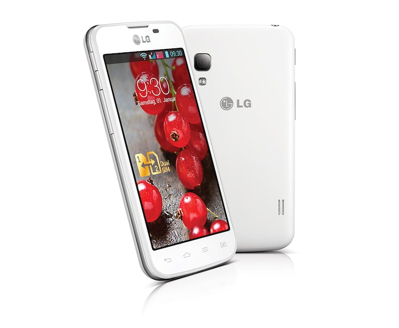 LG Android-Smartphone mit Dual SIM Slot, 10,2 cm (4 Zoll) IPS-Display und 1,0-Ghz-Prozessor, E455 Optimus L5 II Dual